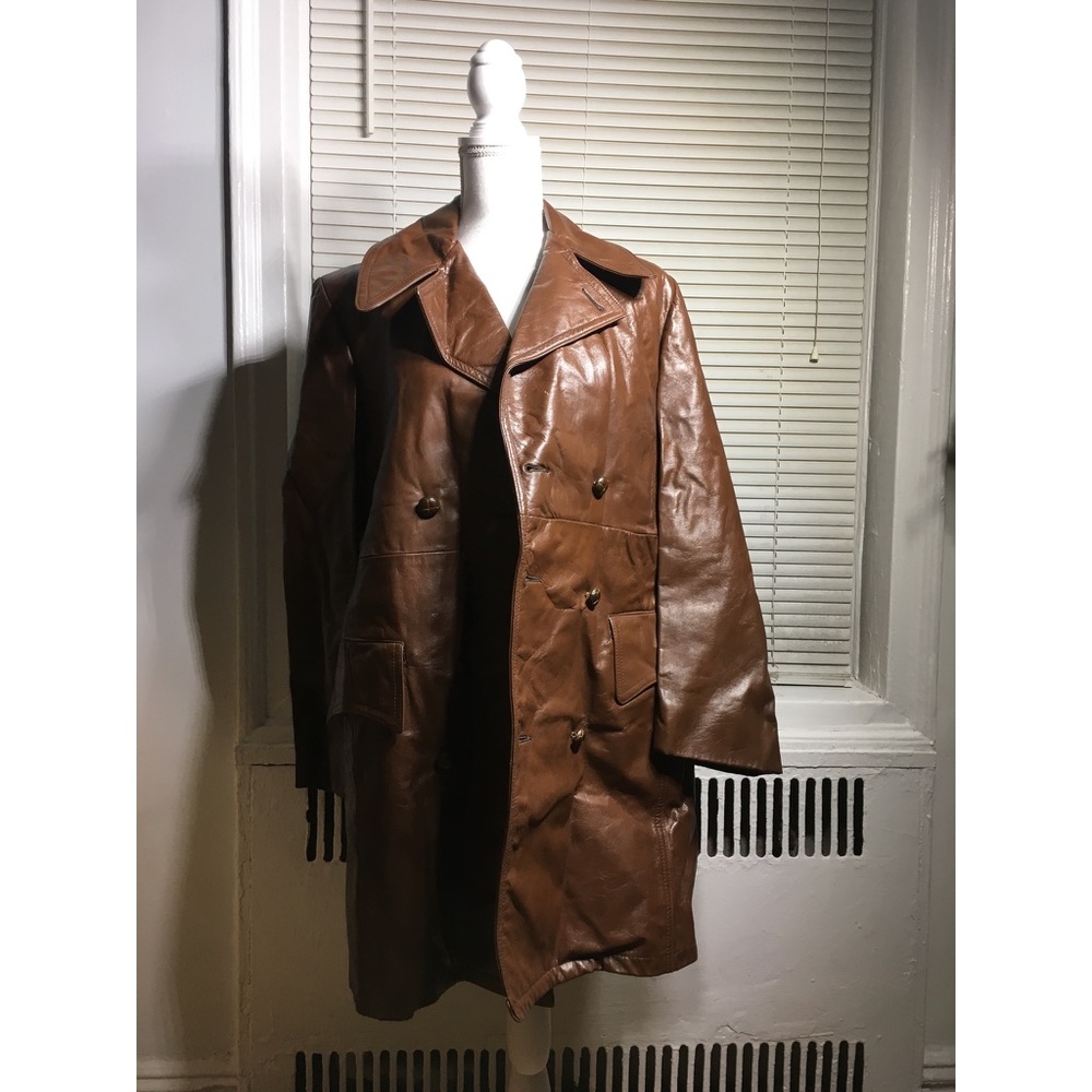 Robert Lewis idea : genuine leather brown trench